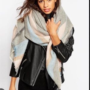 [ASOS] NWT Woven Oversized Scarf Elegant Pastel Herringbone Stripe - One Size